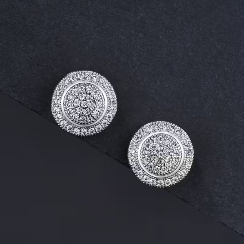 925 Sterling Silver Mens 2ct Diamond Round Stud Earrings Guys New Studs Jewelry